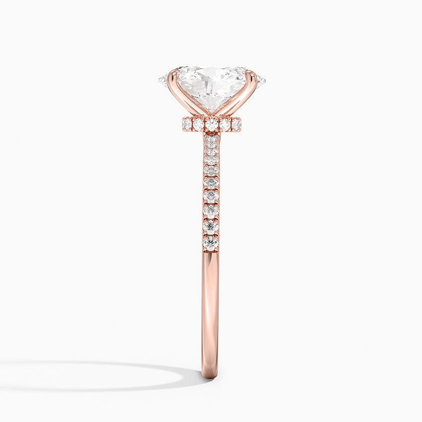 2.25 Karat Oval Kesim Hidden Halo Tasarım Tektaş Laboratuvar Pırlanta Yüzük - Filora - Bold Diamonds