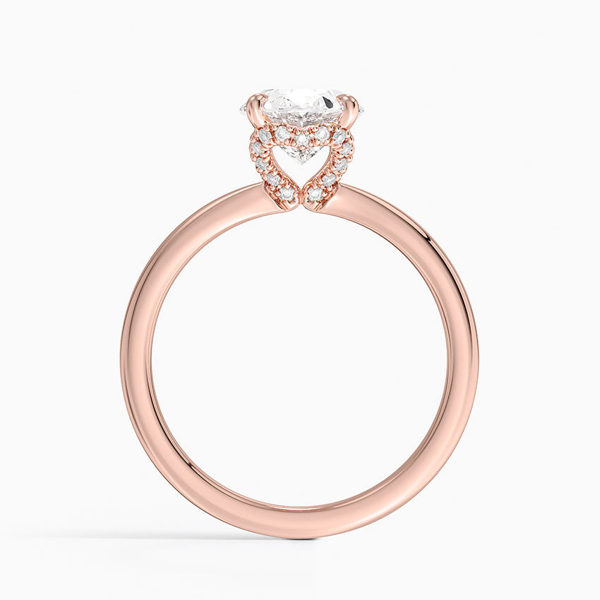 2.15 Oval Kesim Hidden Halo Tasarım Tektaş Laboratuvar Pırlanta Yüzük - Vilora