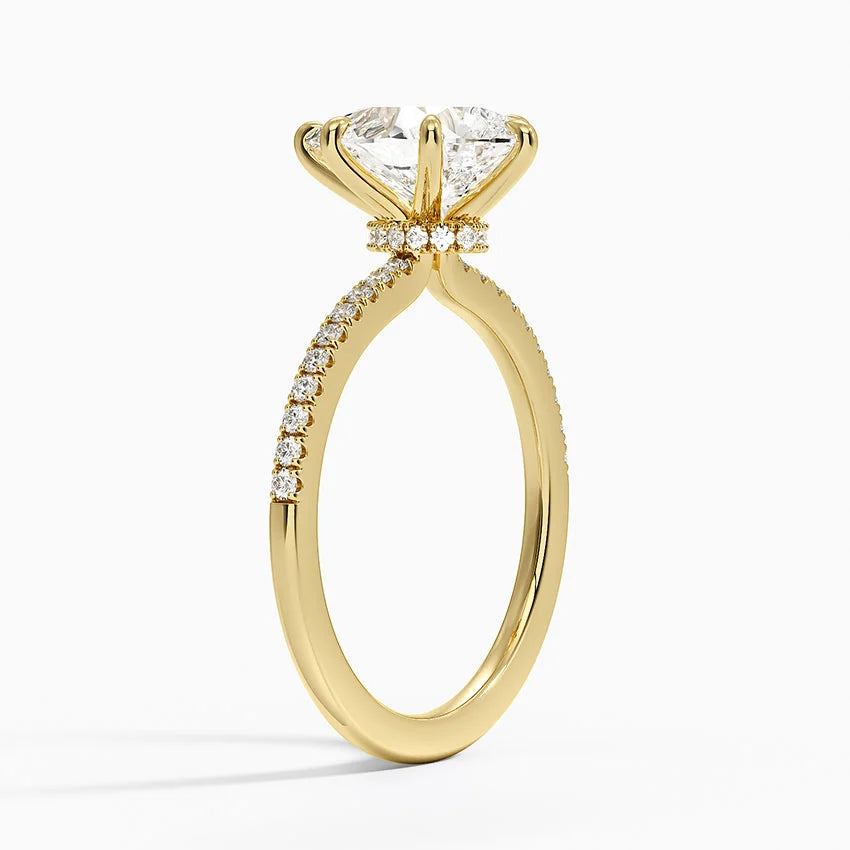 3.25 Karat Damla Kesim Hidden Halo Tasarım Tektaş Laboratuvar Pırlanta Yüzük - Filora - Bold Diamonds