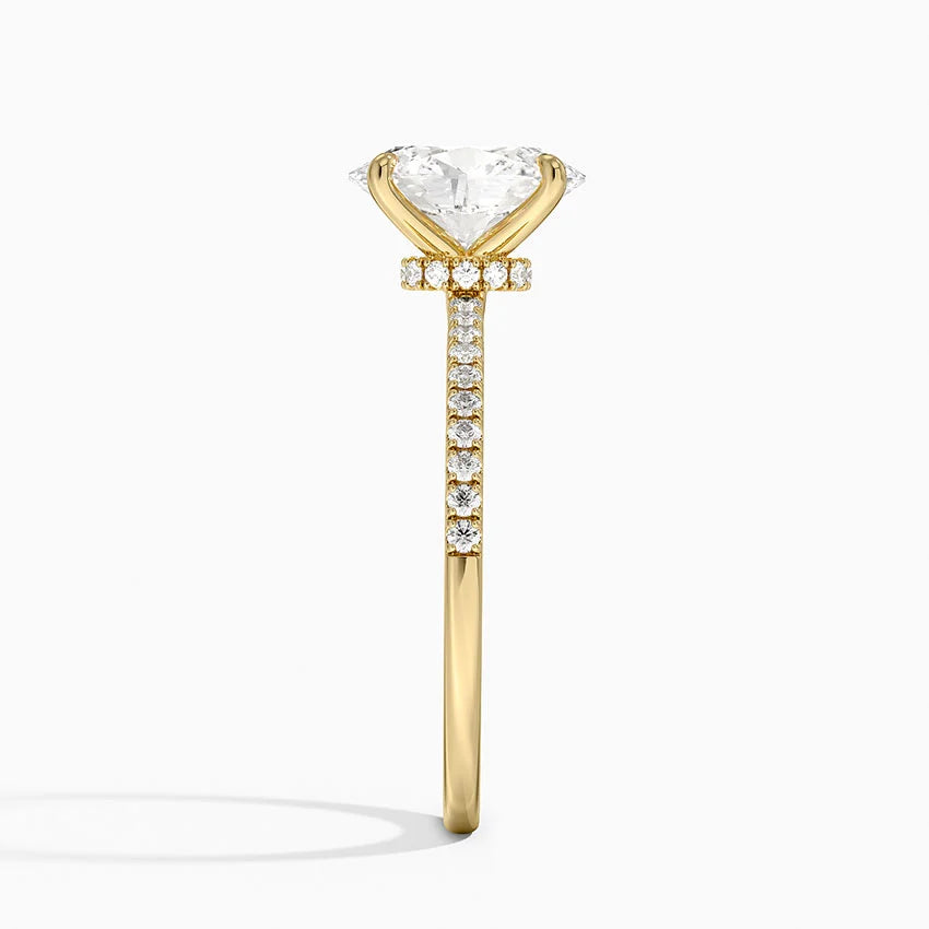 2.25 Karat Oval Kesim Hidden Halo Tasarım Tektaş Laboratuvar Pırlanta Yüzük - Filora - Bold Diamonds