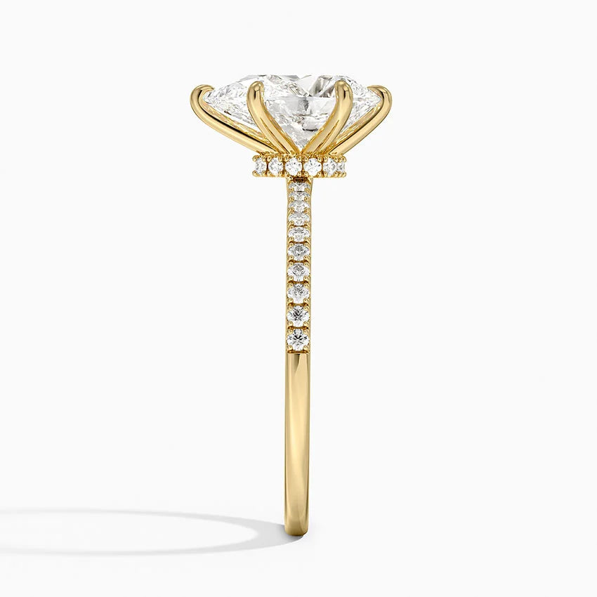 3.25 Karat Damla Kesim Hidden Halo Tasarım Tektaş Laboratuvar Pırlanta Yüzük - Filora - Bold Diamonds