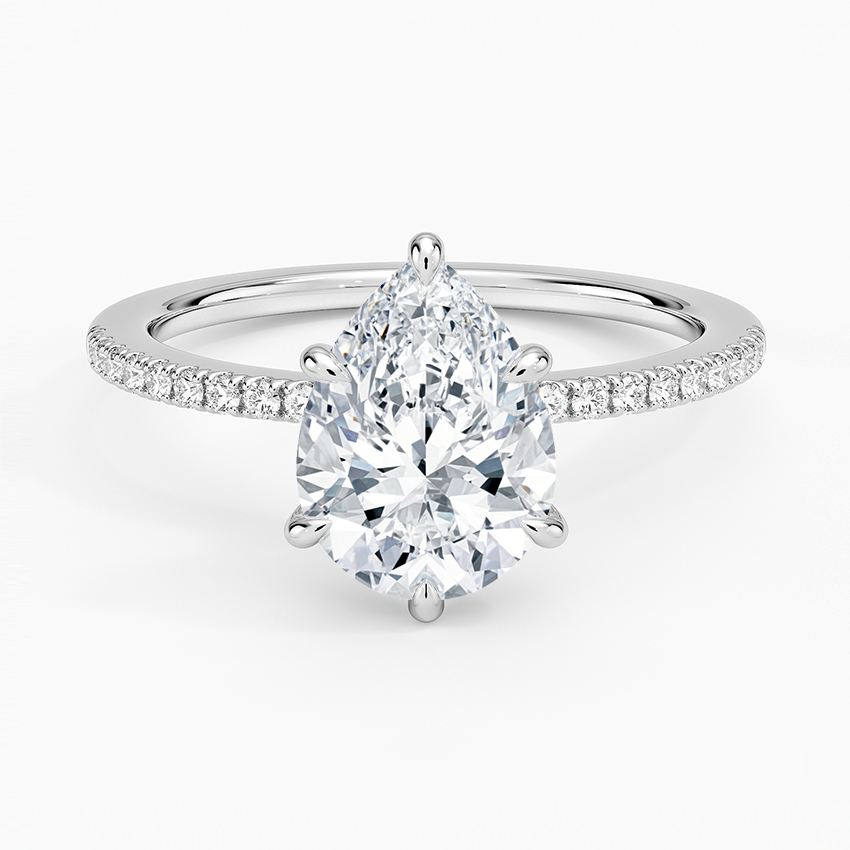 3.25 Karat Damla Kesim Hidden Halo Tasarım Tektaş Laboratuvar Pırlanta Yüzük - Filora - Bold Diamonds