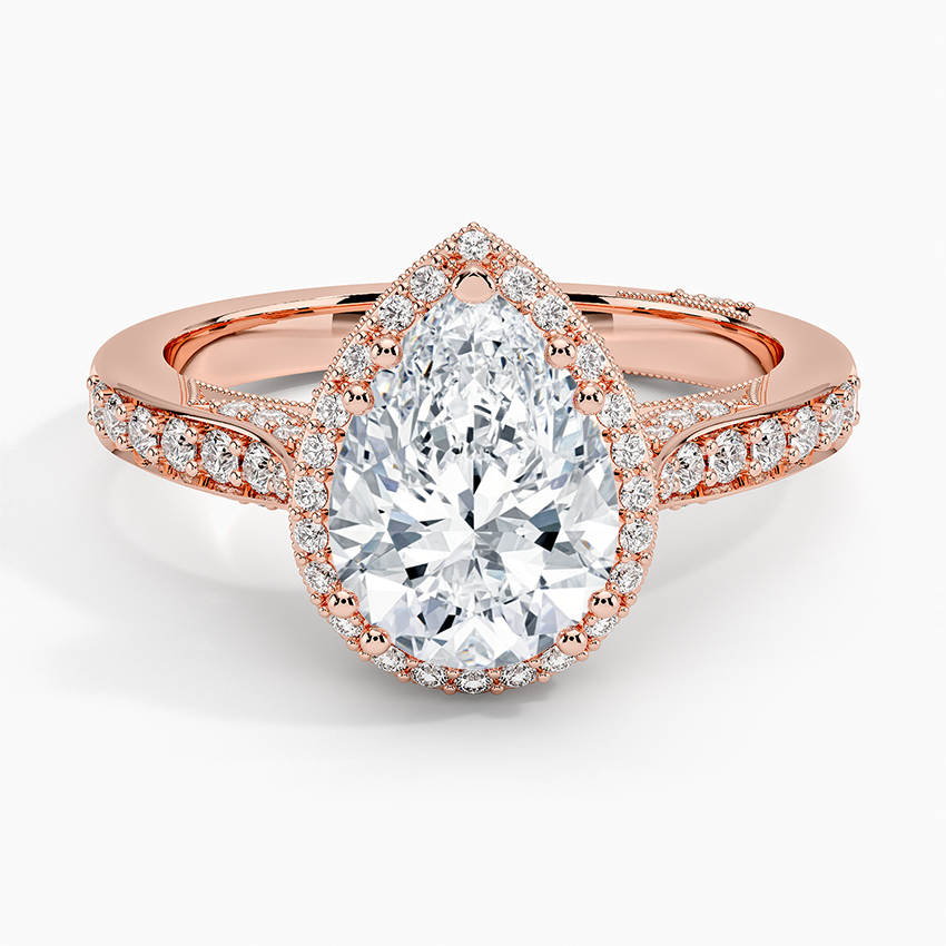 2.50 Damla Kesim Halo Tasarım Tektaş Laboratuvar Pırlanta Yüzük 18K - Tilara