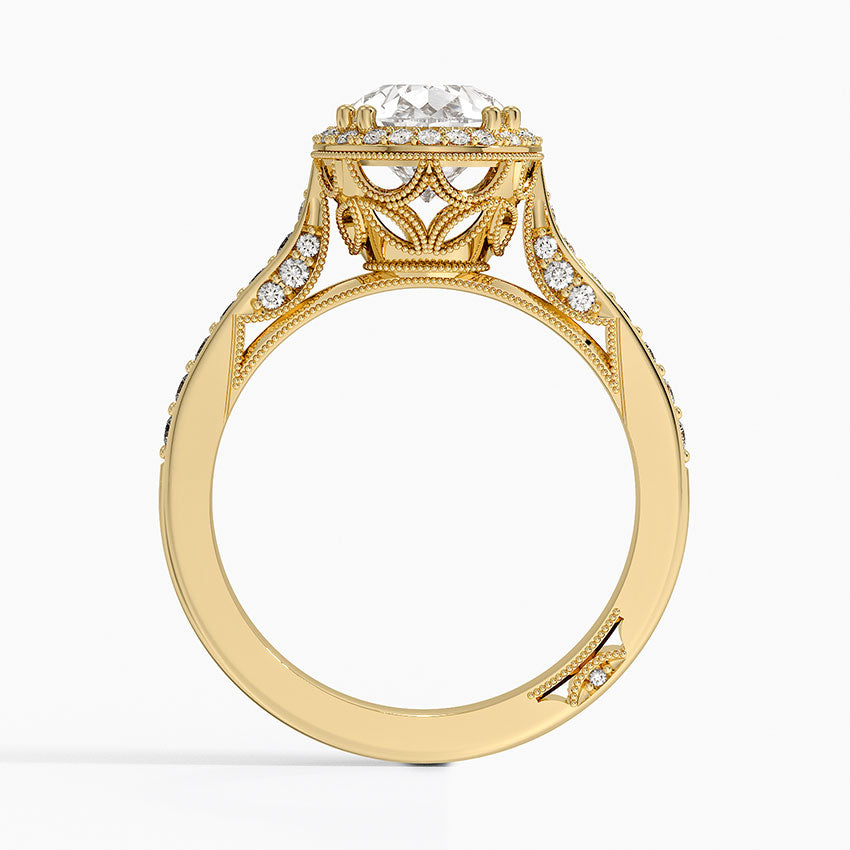 2.50 Damla Kesim Halo Tasarım Tektaş Laboratuvar Pırlanta Yüzük 18K - Tilara