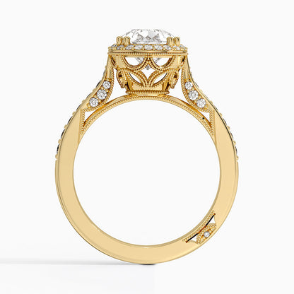 2.50 Damla Kesim Halo Tasarım Tektaş Laboratuvar Pırlanta Yüzük 18K - Tilara