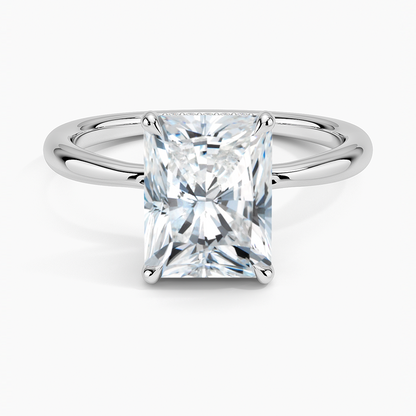 2.10 Karat Radiant Kesim Hidden Halo Tasarım Tektaş Laboratuvar Pırlanta Yüzük 18K  - Alvora - Bold Diamonds