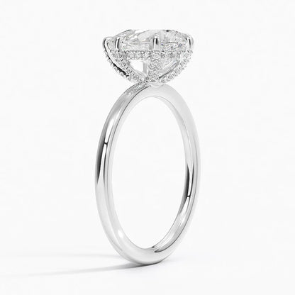 1.60 Carat Princess Halo Design Solitaire Lab Diamond Ring 18K - Florina 