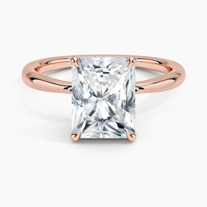 2.10 Karat Radiant Kesim Hidden Halo Tasarım Tektaş Laboratuvar Pırlanta Yüzük 18K  - Alvora - Bold Diamonds