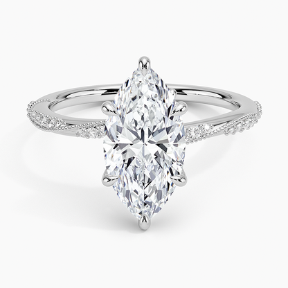 2.25 Karat Marquise Kesim Hidden Halo Tasarım Tektaş Laboratuvar Pırlanta Yüzük 18K  - Melora