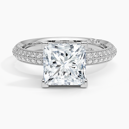 2.50 Prenses Kesim Yarım Tur Tasarım Tektaş Laboratuvar Pırlanta Yüzük - Selara