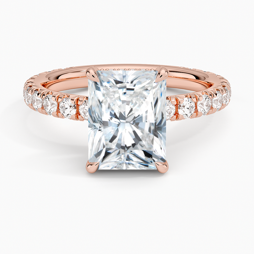 2.75 Karat Radiant Kesim Hidden Halo Tasarım Tektaş Laboratuvar Pırlanta Yüzük 18K  - Selora