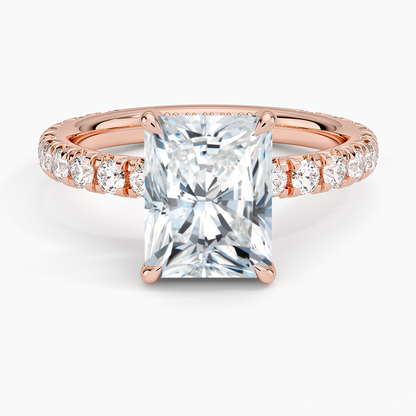 2.75 Karat Radiant Kesim Hidden Halo Tasarım Tektaş Laboratuvar Pırlanta Yüzük 18K  - Selora