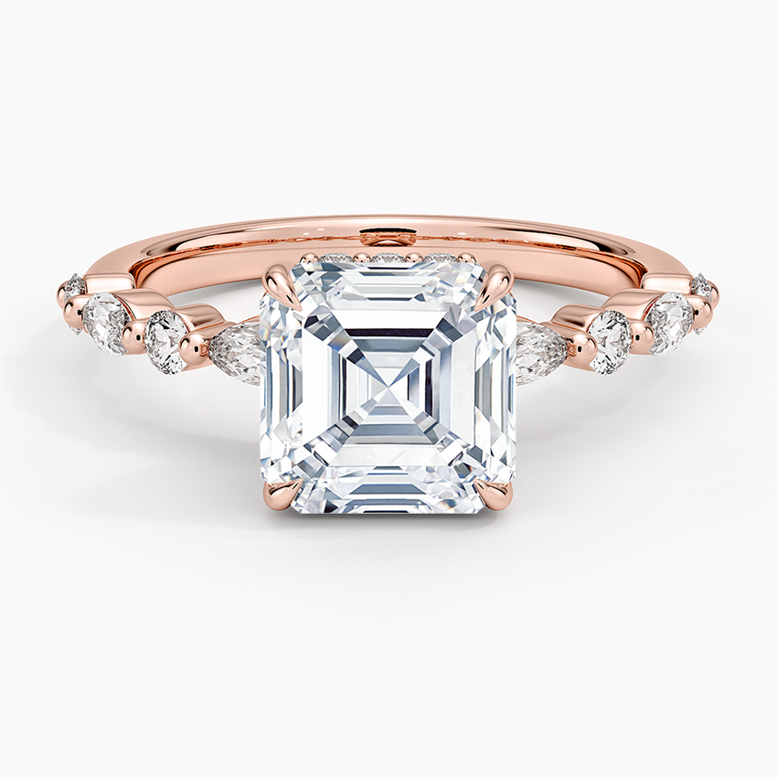 2.50 Karat Asscher Kesim Hidden Halo Tasarım Tektaş Laboratuvar Pırlanta Yüzük - Tokyo - Bold Diamonds