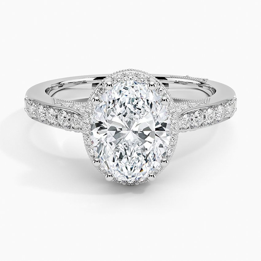 2.50 Oval Kesim Halo Tasarım Tektaş Laboratuvar Pırlanta Yüzük 18K - Tilara