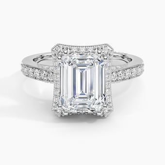 2.50 Karat Emerald Kesim Halo Tasarım Tektaş Laboratuvar Pırlanta Yüzük - Vienna