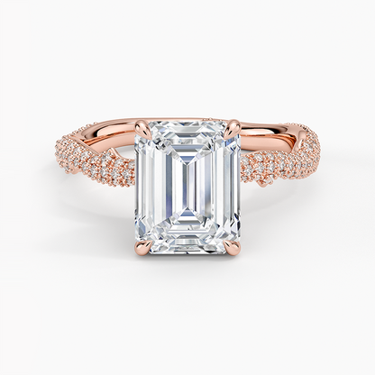 2.75 Emerald Kesim Hidden Halo Tasarım Tektaş Laboratuvar Pırlanta Yüzük - Filara