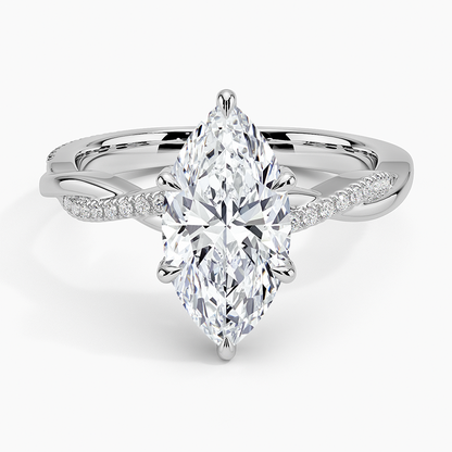 2.25 Karat Marquise Kesim Hidden Halo Tasarım Tektaş Laboratuvar Pırlanta Yüzük 18K  - Talora