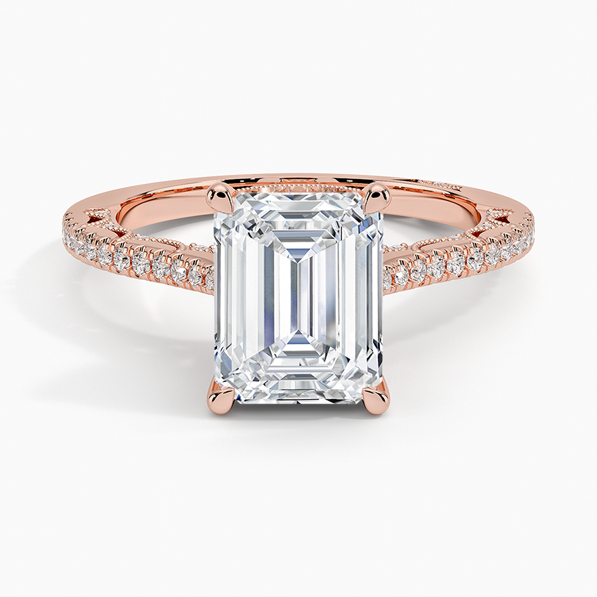2.50 Karat Emerald Kesim Halo Tasarım Tektaş Laboratuvar Pırlanta Yüzük - Dijon