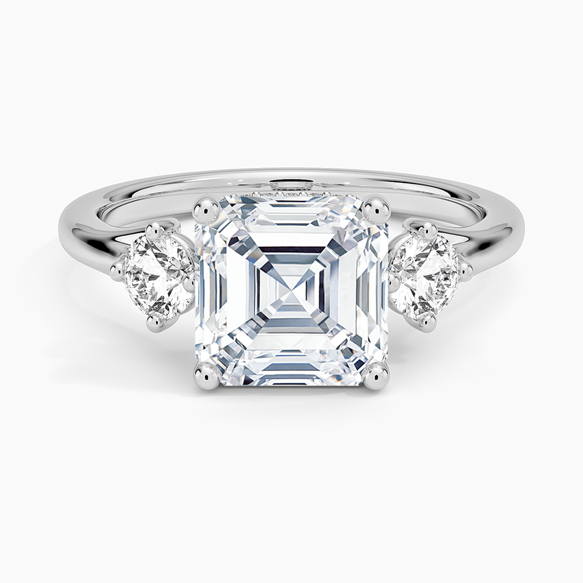 2.50 Asscher Kesim Hidden Halo Tasarım Tektaş Laboratuvar Pırlanta Yüzük 18K - Milora