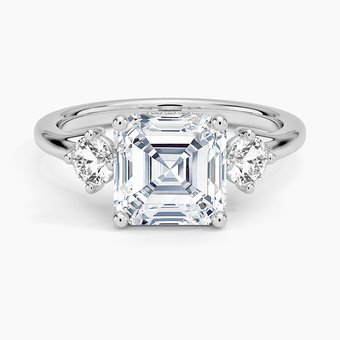 2.50 Karat Asscher Kesim Hidden Halo Tasarım Tektaş Laboratuvar Pırlanta Yüzük - Madrid