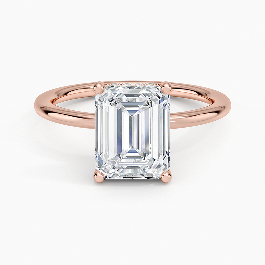 2.10 Karat Emerald Kesim Hidden Halo Tasarım Tektaş Laboratuvar Pırlanta Yüzük - Lucerne