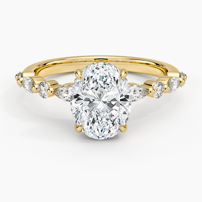 2.50 Karat Oval Kesim Hidden Halo Tasarım Tektaş Laboratuvar Pırlanta Yüzük 18K - Calora