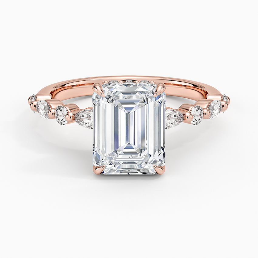 2.50 Karat Emerald Kesim Hidden Halo Tasarım Tektaş Laboratuvar Pırlanta Yüzük - Tokyo - Bold Diamonds