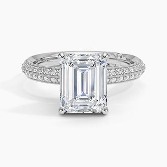2.50 Karat Emerald Kesim Hidden Halo Tasarım Tektaş Laboratuvar Pırlanta Yüzük - Geneva