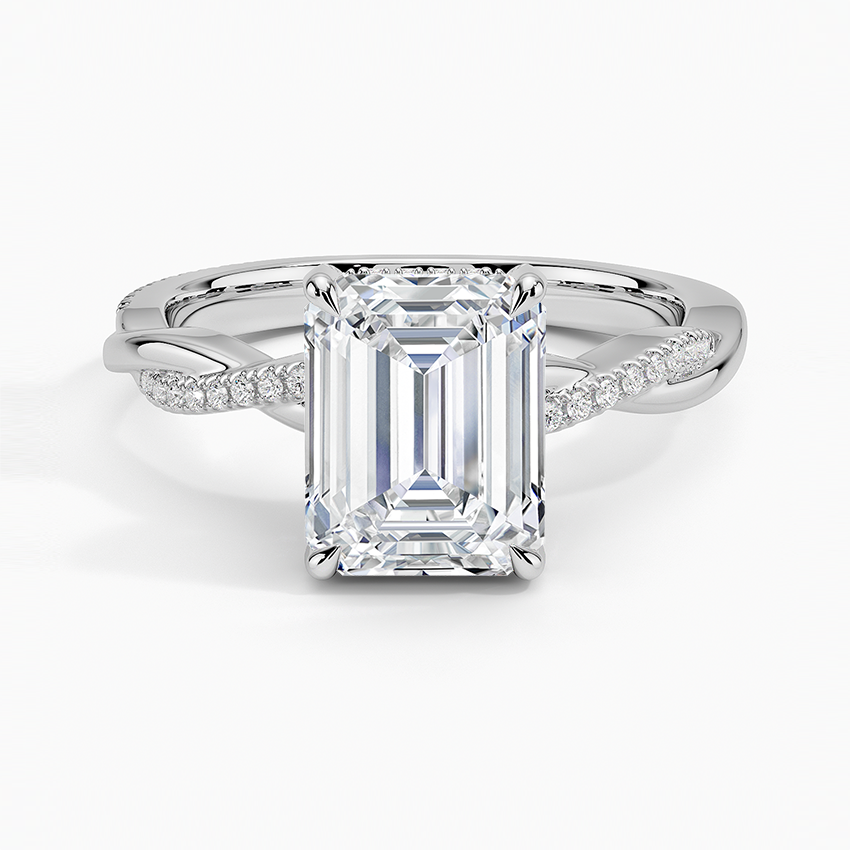 2.25 Karat Emerald Kesim Hidden Halo Tasarım Tektaş Laboratuvar Pırlanta Yüzük  - Riga
