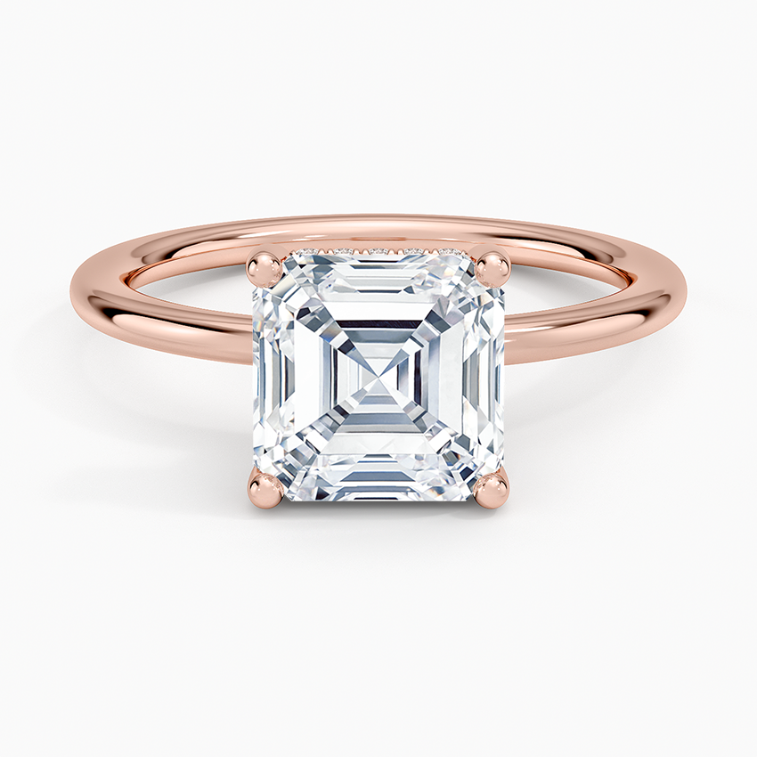 2.10 Karat Asscher Kesim Hidden Halo Tasarım Tektaş Laboratuvar Pırlanta Yüzük - Lucerne
