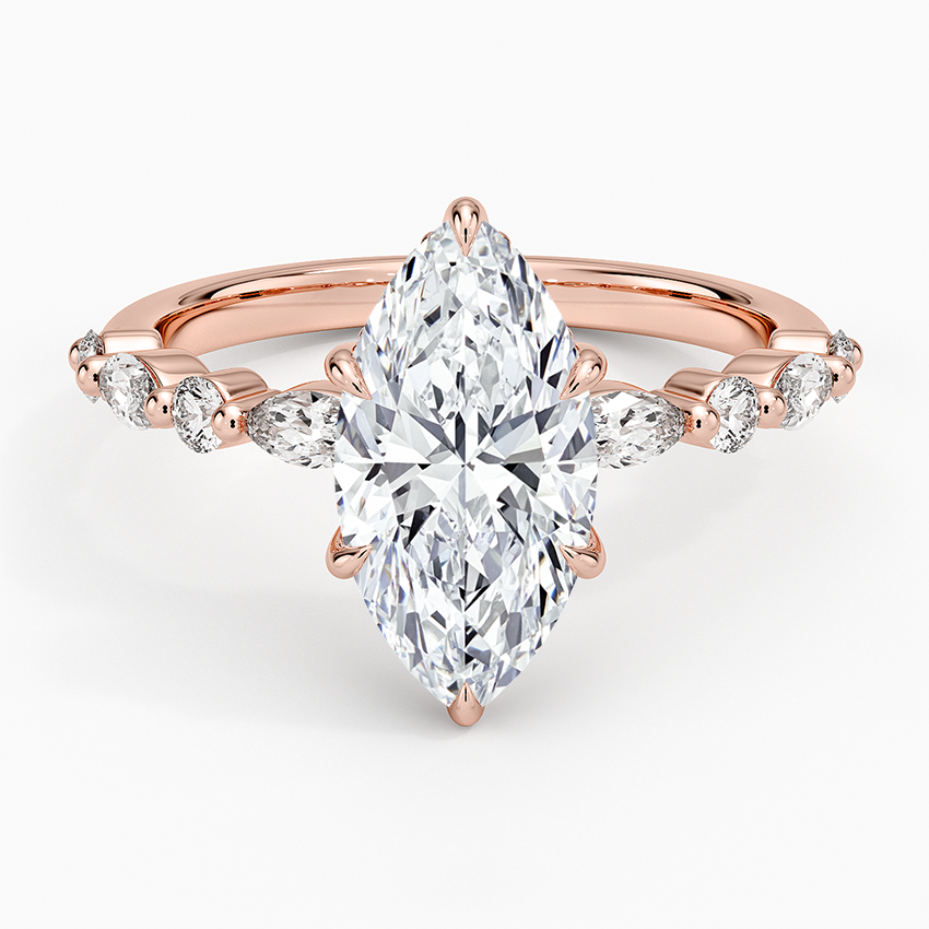 2.50 Karat Marqiuse Kesim Hidden Halo Tasarım Tektaş Laboratuvar Pırlanta Yüzük - Tokyo - Bold Diamonds