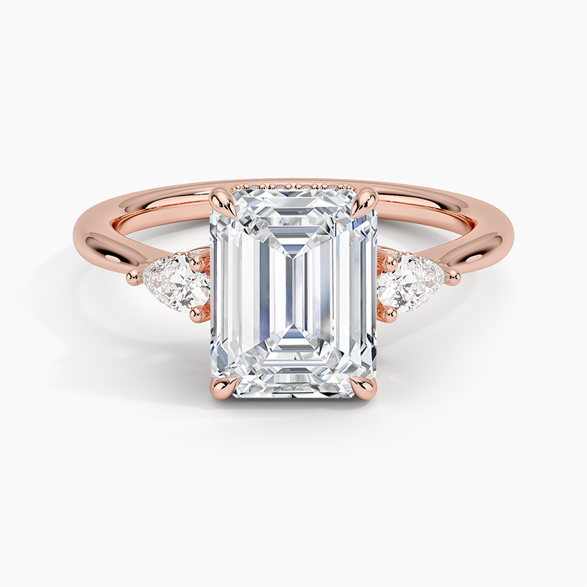 2.50 Karat Emerald Kesim Hidden Halo Tasarım Tektaş Laboratuvar Pırlanta Yüzük - Madrid