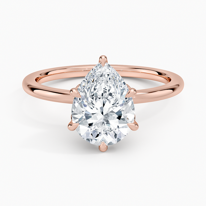 Altı Tırnak 2.15 Karat Damla Kesim Hidden Halo Tasarım Tektaş Laboratuvar Pırlanta Yüzük - Delora - Bold Diamonds