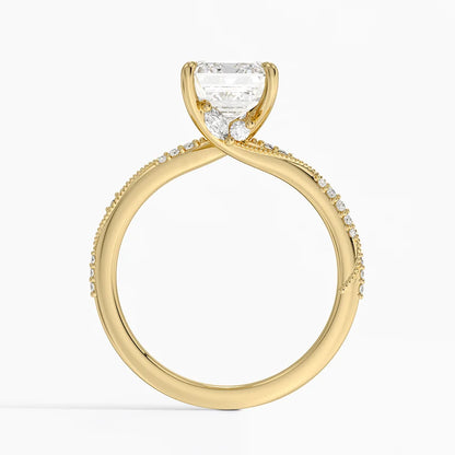 2.25 Karat Emerald Kesim Hidden Halo Tasarım Tektaş Laboratuvar Pırlanta Yüzük 18K  - Melora