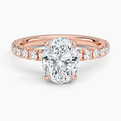 2.75 Karat Oval Kesim Hidden Halo Tasarım Tektaş Laboratuvar Pırlanta Yüzük 18K  - Selora