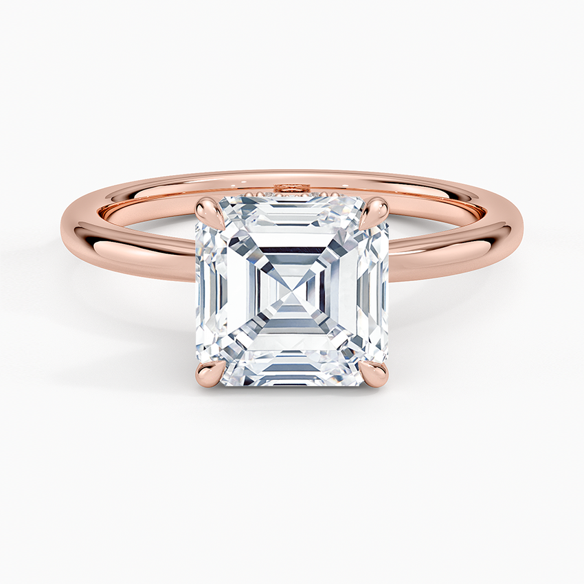 2.15 Asscher Kesim Hidden Halo Tasarım Tektaş Laboratuvar Pırlanta Yüzük - Vilora