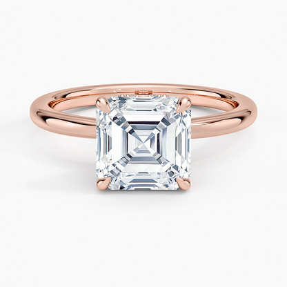 2.15 Asscher Kesim Hidden Halo Tasarım Tektaş Laboratuvar Pırlanta Yüzük - Vilora