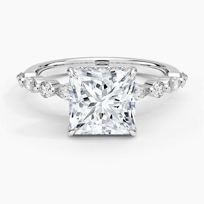 1.60 Carat Princess Halo Design Solitaire Lab Diamond Ring 18K - Florina 