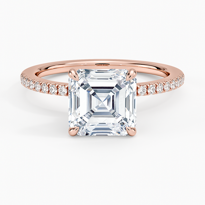 2.25 Karat Asscher Kesim Hidden Halo Tasarım Tektaş Laboratuvar Pırlanta Yüzük - Filora - Bold Diamonds