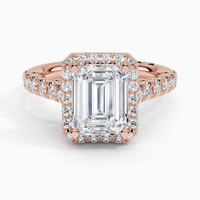 2.50 Karat Emerald Kesim Hidden Halo Tasarım Tektaş Laboratuvar Pırlanta Yüzük - Capri
