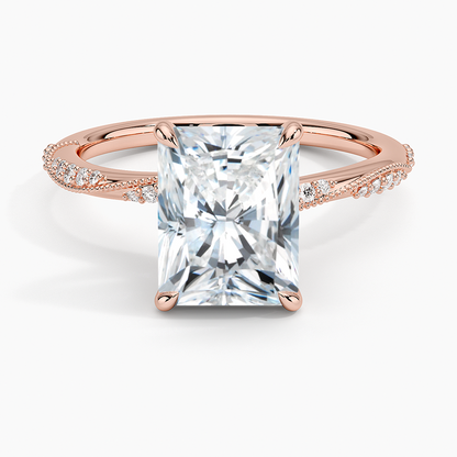 2.25 Karat Radiant Kesim Hidden Halo Tasarım Tektaş Laboratuvar Pırlanta Yüzük 18K  - Melora