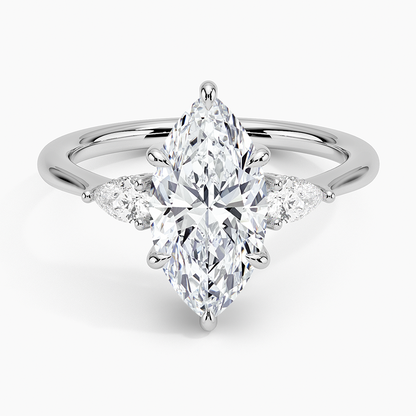 2.50 Marquise Kesim Hidden Halo Tasarım Tektaş Laboratuvar Pırlanta Yüzük 18K - Milora