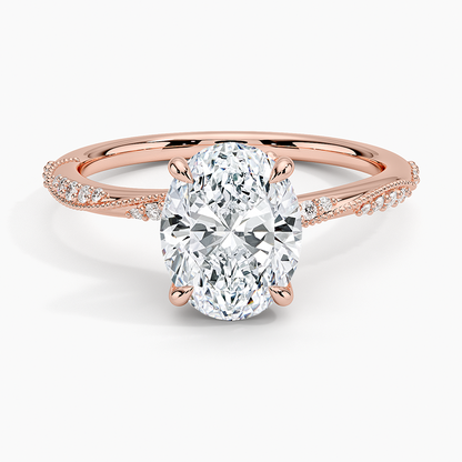2.25 Karat Oval Kesim Hidden Halo Tasarım Tektaş Laboratuvar Pırlanta Yüzük 18K  - Melora