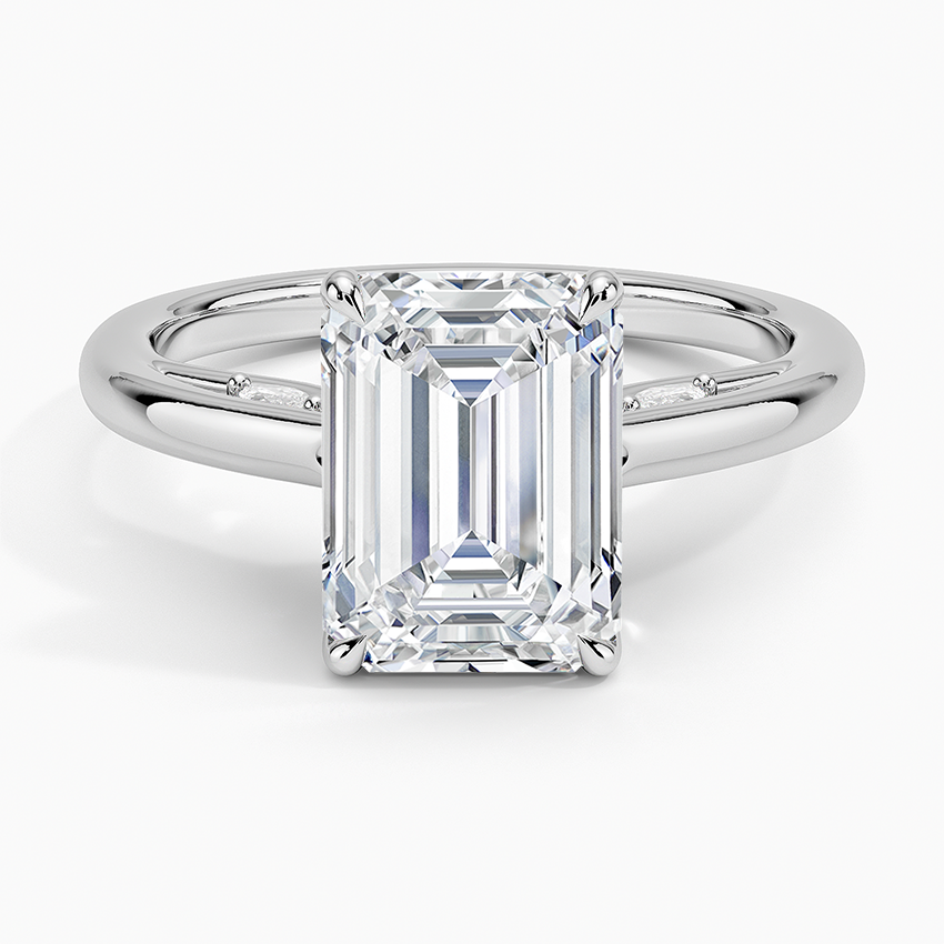 2.30 Karat Emerald Kesim Hidden Halo Tasarım Tektaş Laboratuvar Pırlanta Yüzük - Salzburg