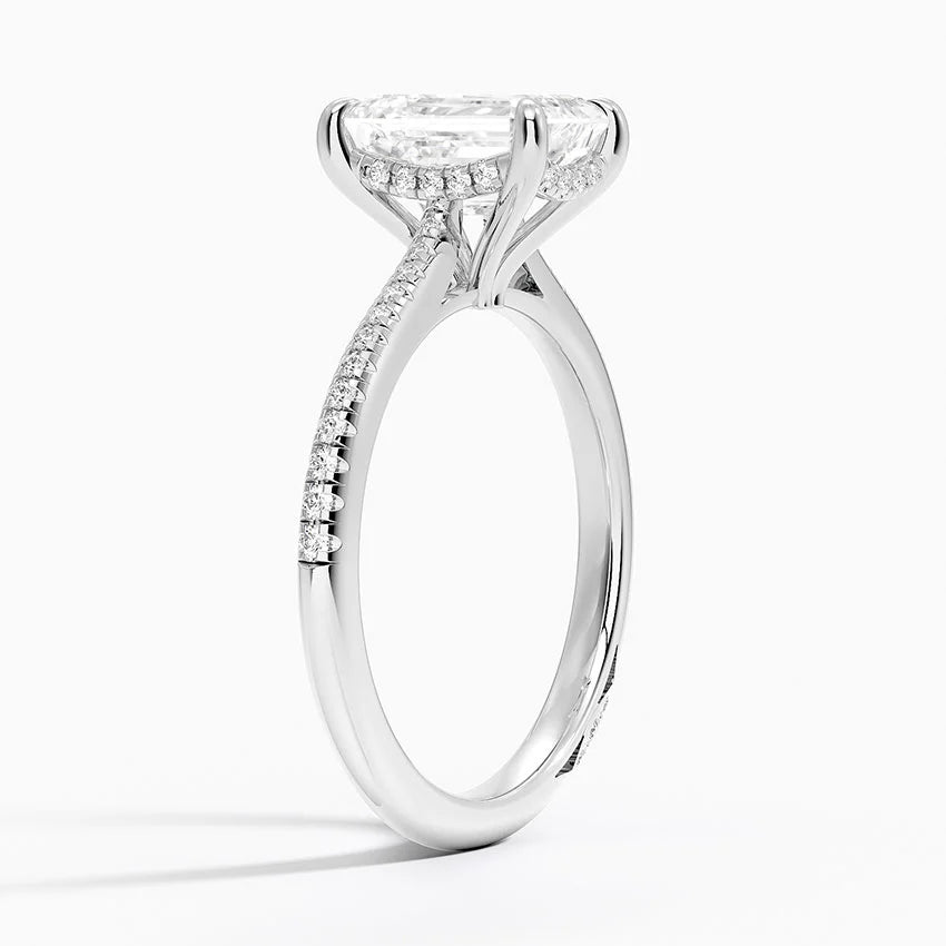 2.25 Karat Emerald Hidden Halo Tasarım Tektaş Laboratuvar Pırlanta Yüzük - Torino