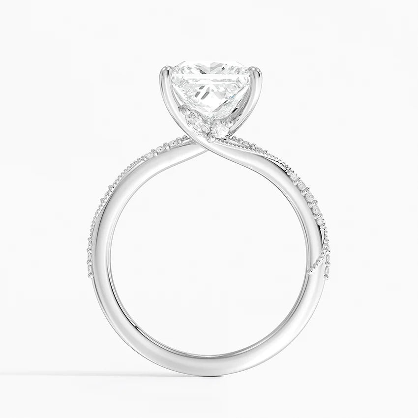 2.25 Karat Prenses Kesim Hidden Halo Tasarım Tektaş Laboratuvar Pırlanta Yüzük 18K  - Melora - Bold Diamonds