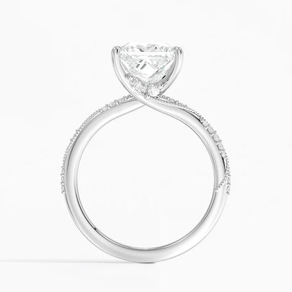 2.25 Karat Prenses Kesim Hidden Halo Tasarım Tektaş Laboratuvar Pırlanta Yüzük 18K  - Melora