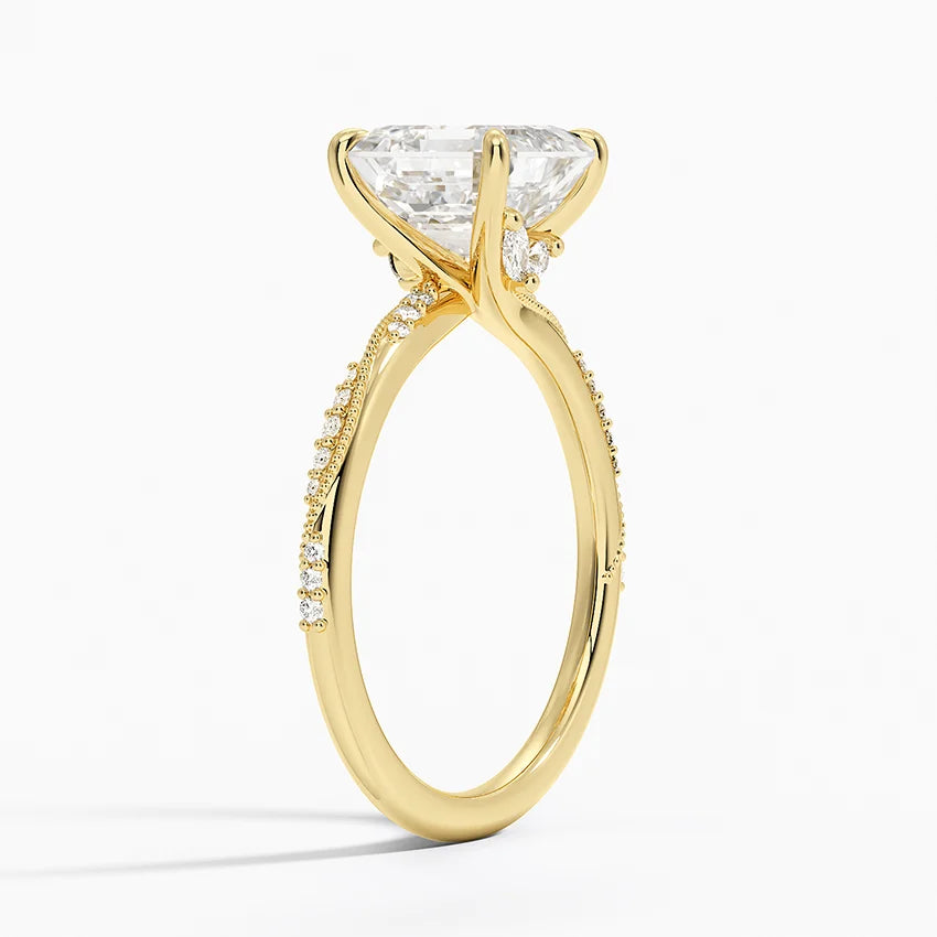 2.25 Karat Asscher Kesim Hidden Halo Tasarım Tektaş Laboratuvar Pırlanta Yüzük 18K  - Melora - Bold Diamonds