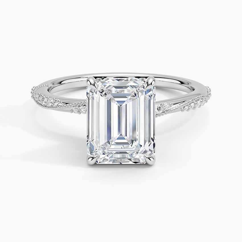 2.25 Karat Emerald Kesim Hidden Halo Tasarım Tektaş Laboratuvar Pırlanta Yüzük 18K  - Melora