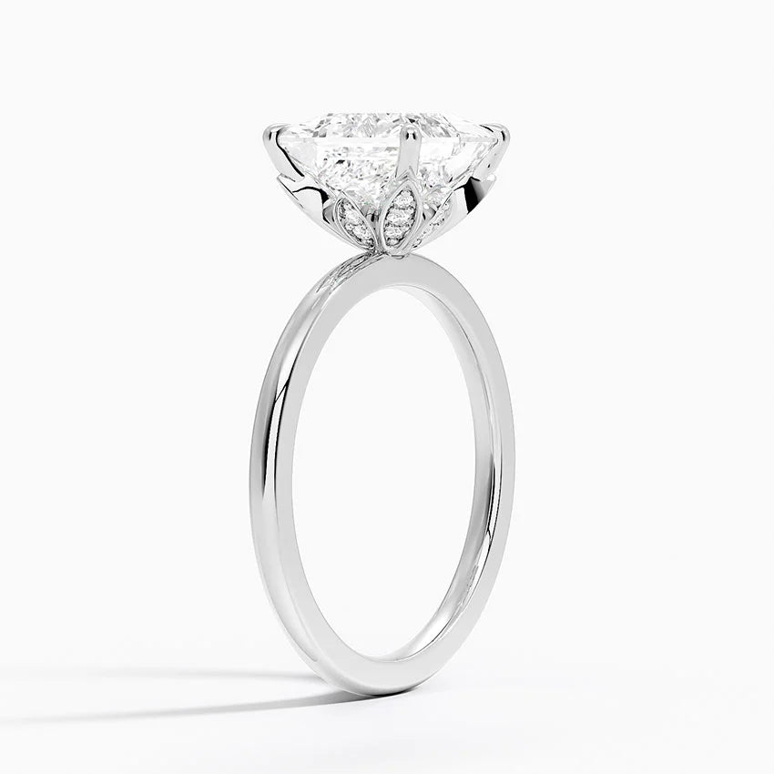 1.60 Carat Princess Halo Design Solitaire Lab Diamond Ring 18K - Florina 